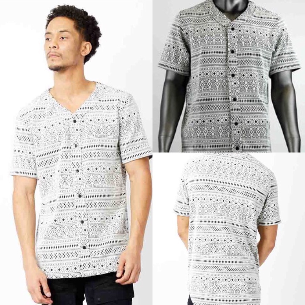 KNT1029-BONE TRIBAL BASEBALL SHIRT - Picture 4 of 4